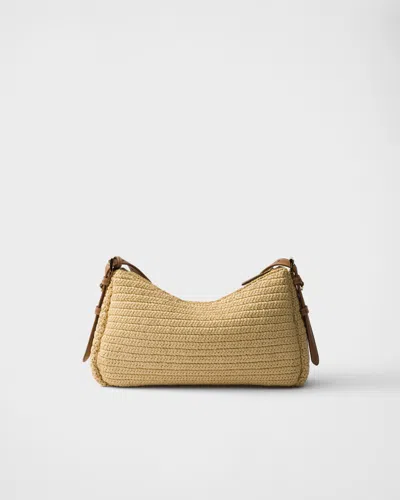 Prada Aimée Large Crochet And Leather Bag In Brown