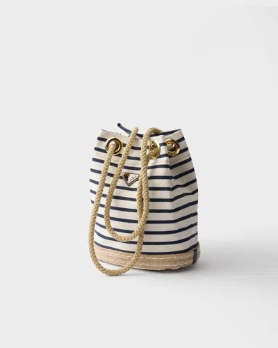 Prada Mariner Small Striped Fabric Bucket Bag In Multi