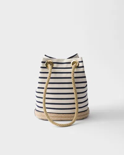 Prada Mariner Small Striped Fabric Bucket Bag In Multi