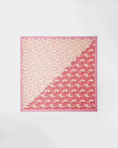 Prada Printed Silk Twill Scarf 90 X 90 In Pink