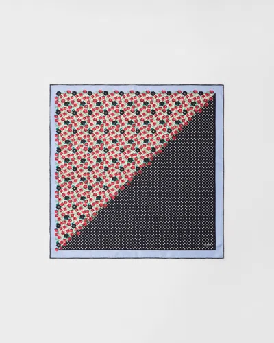 Prada Silk Twill Printed Scarf In Black