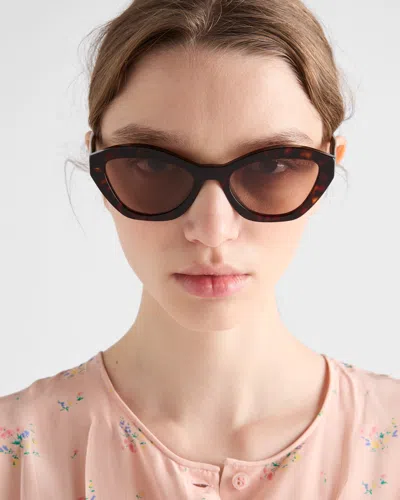 Prada Geometric-frame Sunglasses In Brown