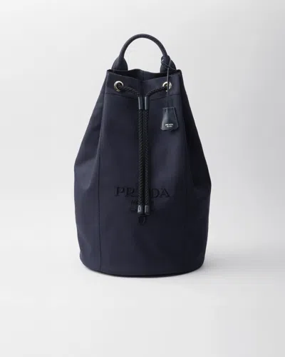 Prada Canvas Drawstring Duffle Bag In Blue