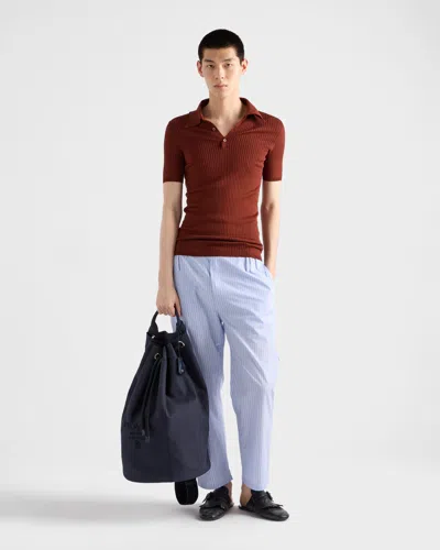 Prada Canvas Drawstring Duffle Bag In Blue