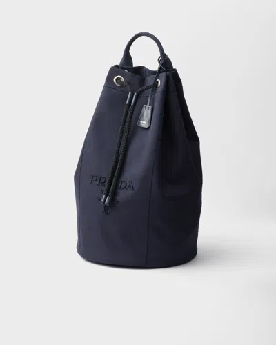 Prada Canvas Drawstring Duffle Bag In Blue