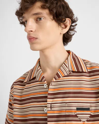 Prada Camicia In Misto Cotone Ricamato Uomo In Multi