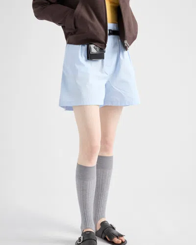 Prada Cotton Poplin Shorts In Multi