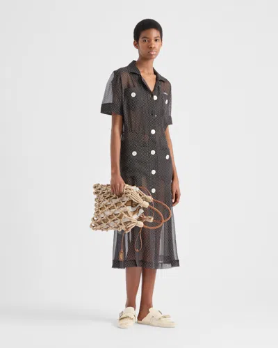 Prada Medium Macramé Tote Bag In Neutrals