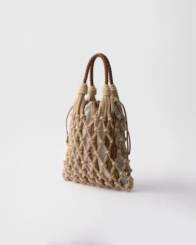 Prada Medium Macramé Tote Bag In Neutrals