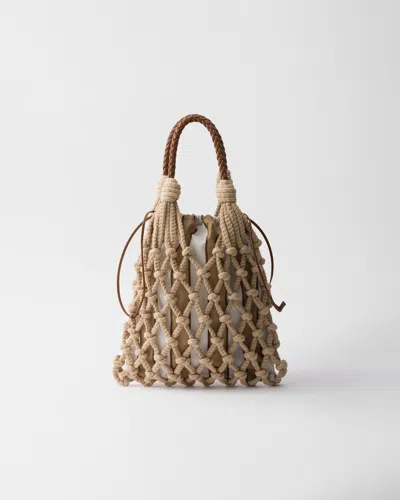 Prada Medium Macramé Tote Bag In Neutrals
