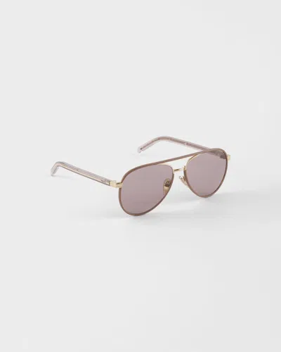 Prada Sunglasses With The Iconic Metal Plaque In Brown