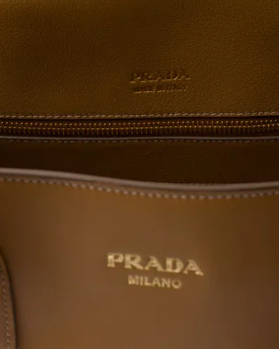 Prada Large Leather Tote Bag In Brown