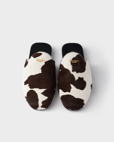 Prada Printed Leather Mules In Multi