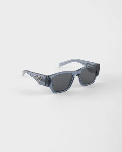 Prada Sunglasses With Triangle Logo In Blue