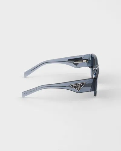 Prada Sunglasses With Triangle Logo In Blue