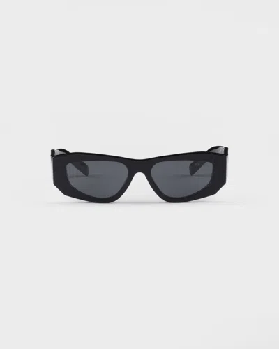 Prada Symbole Rectangular Sunglasses In Black