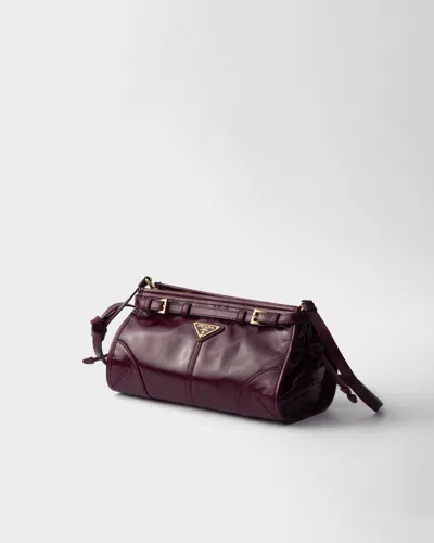 Prada Womens Burgundy Brand-plaque Small Leather Shoulder Bag