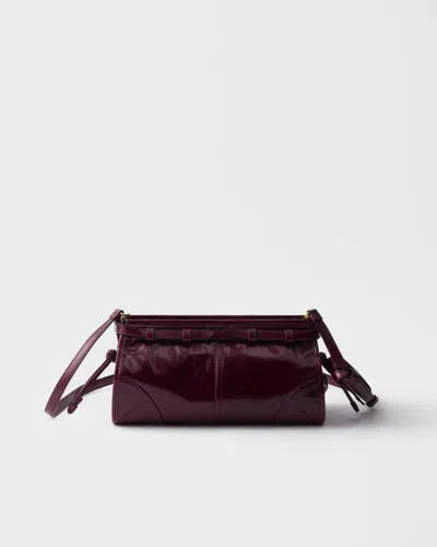 Prada Womens Burgundy Brand-plaque Small Leather Shoulder Bag