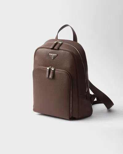 Prada Structured Leather Backpack In Brown