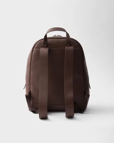 Prada Structured Leather Backpack In Brown