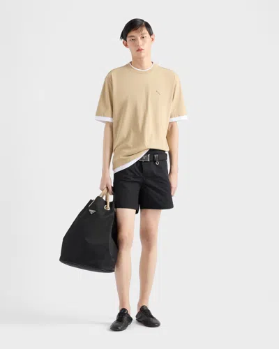 Prada T-shirt Aus Baumwolle In Neutral