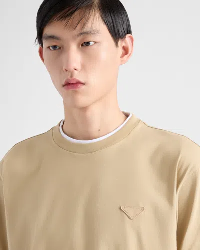 Prada T-shirt Aus Baumwolle In Neutral