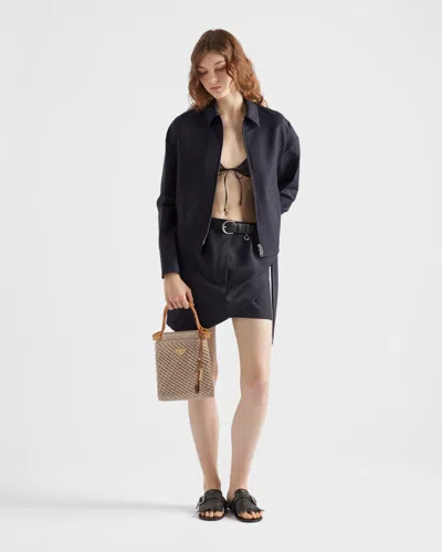 Prada Bh Aus Stretch-popeline In Brown