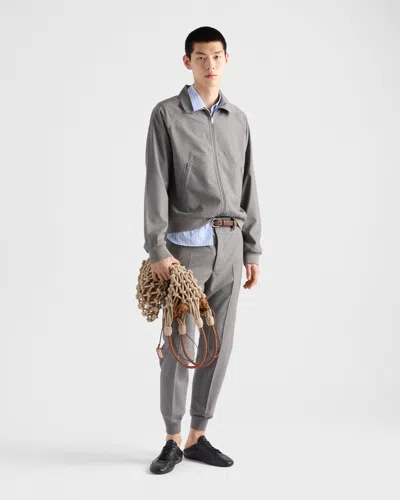 Prada Tailored Grey Coat With High Collar In Gray