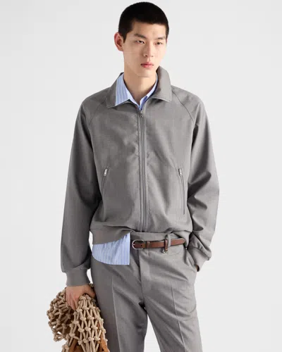 Prada Tailored Grey Coat With High Collar In Gray