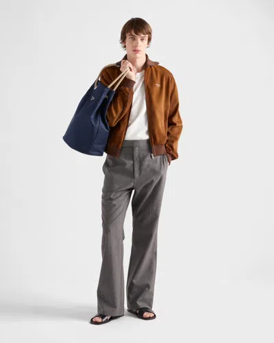 Prada Suede Blouson Jacket In Brown