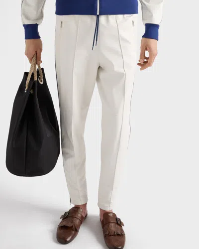 Prada Nappa Leather Joggers In White