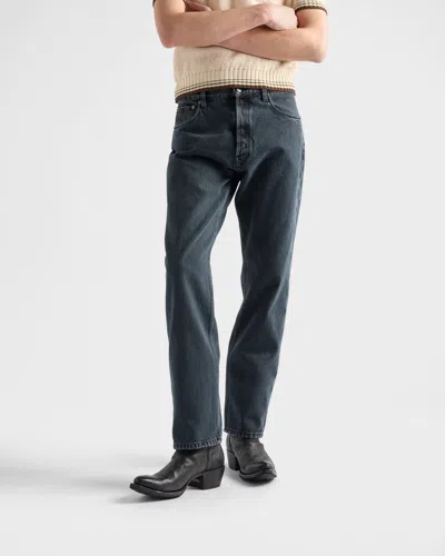 Prada Regular Jeans In Obsidian Colour In Blue