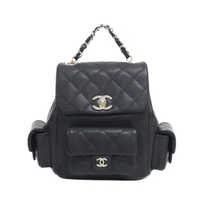 Pre-owned Chanel Black Grained Calfskin Backpack ()