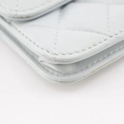 Pre-owned Chanel Matelasse Light Blue Leather Artificial Pearl Shoulder Bag ()