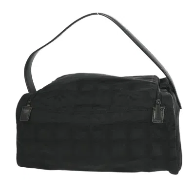 Pre-owned Chanel Travel Line Barrel Bag Nylon Black Nylon Handbag ()