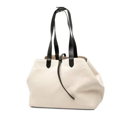 Pre-owned Dior Christian  Black Ivory Canvas Leather Shoulder Bag Tote Bag () In Multi