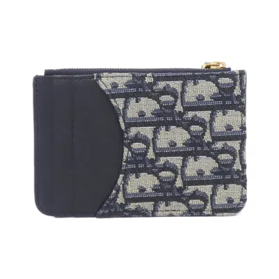 Pre-owned Dior Christian  Blue Canvas Leather Coin Purse/coin Case ()