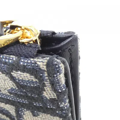 Pre-owned Dior Christian  Blue Canvas Leather Coin Purse/coin Case ()