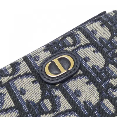 Pre-owned Dior Christian  Blue Canvas Leather Coin Purse/coin Case ()