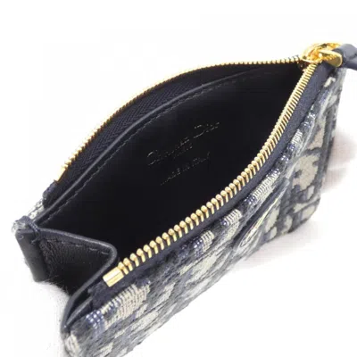 Pre-owned Dior Christian  Blue Canvas Leather Coin Purse/coin Case ()