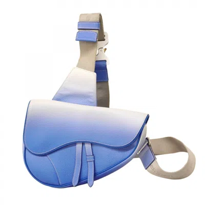 Pre-owned Dior Christian  Blue White Leather Shoulder Bag () In Multi