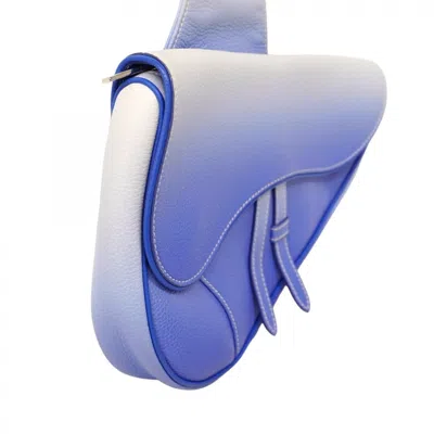 Pre-owned Dior Christian  Blue White Leather Shoulder Bag () In Multi