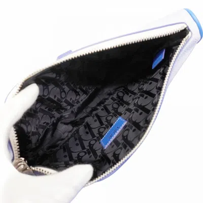 Pre-owned Dior Christian  Blue White Leather Shoulder Bag () In Multi