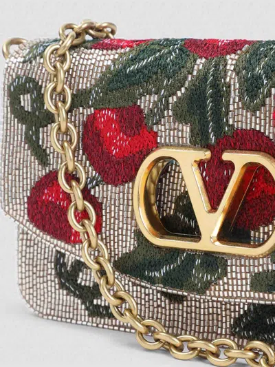 Valentino Garavani Vain Cherry Shoulder Bag In Silver
