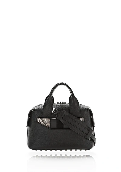 Alexander Wang Rogue Small Satchel In Black With Embossed Snake