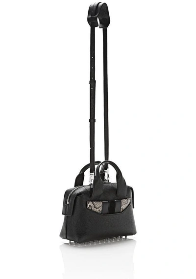 Shop Alexander Wang Rogue Small Satchel In Black With Embossed Snake