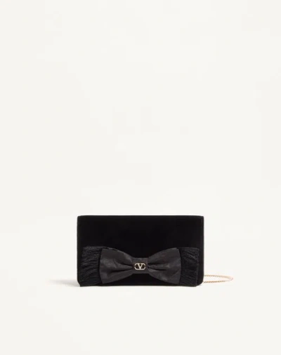 Valentino Garavani Vlogo Signature Mini Velvet Shoulder Bag Woman Black Uni In Black