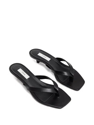 Totême Toteme Leather Heeled Flip Flops In Multi