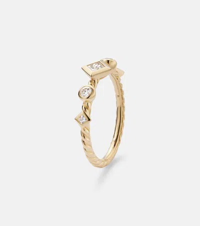 David Yurman Cable 18kt Gold Ring With Diamonds In Gold