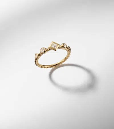 David Yurman Cable 18kt Gold Ring With Diamonds In Gold